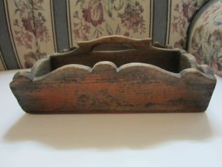 Nice Early antique Cutlery Box tray primitive tote
