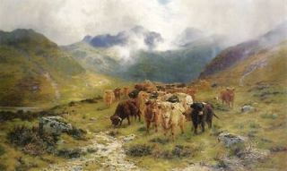 LOUIS BOSWORTH HURT   HIGHLAND CATTLE & DROVER 1894   PRINT
