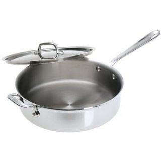 All Clad 5 ply Brushed Stainless Professional 4 Quart Saute pan with