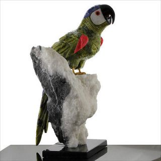 Handmade Mineral Gemstone Macaw Parrot Bird Sculpture Carving Onyx