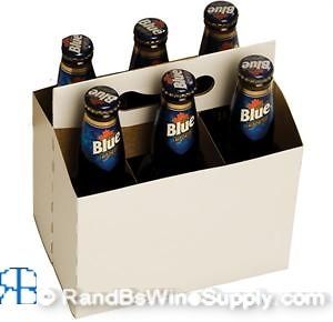 Cardboard Beer Bottle Carriers 6 and 4 Pack White/Kraft and 6 Pack