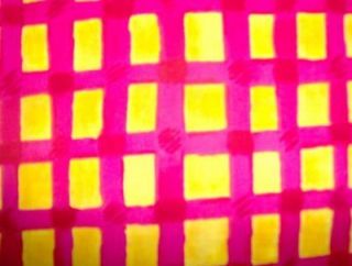 Bright Hot Pink On Yellow Plaid Fabric Valance Curtain