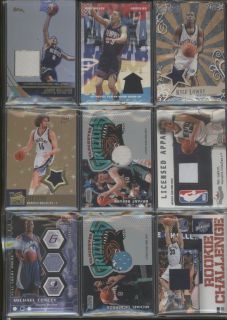 Vancouver Memphis Grizzlies Jsy Jersey Relic GU Game Used Lot of 15