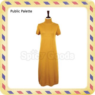 Public Palette] Womens Knit Turtleneck Long Dress. (4 Colors