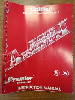 Original Gottlieb Mario Andretti Pinball Instruction Manual With Parts