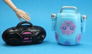 Barbie Pink Black Boom Box Light Blue Karaoke 1/6 Scale Doll Props