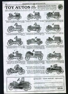 1920 ad Dan Patch Toy Pedal Cars Autos Sulkies Irish Mail Velo Sulky