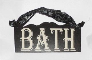 Antique Look Wood Bath Sign with Cloth Hanger for Bathroom, Bath