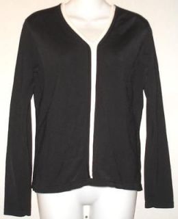 ANNE KLEIN sz m Black & Ivory Rayon Knit Top NEW   Sweater