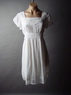 Boho Peasant Embroidered Square Neck Cotton Blend fp Dress 3XL