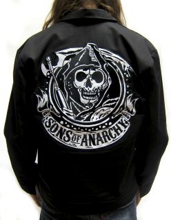 Sons of Anarchy SOA Mens Mechanic Reaper Banner Jacket