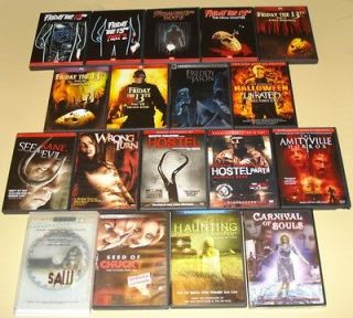 dvd lot, Friday The 13th, Halloween, Hostel, Saw, Amityville, Chucky