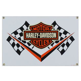 Harley Davidson Racing Flag Porcelain Sign