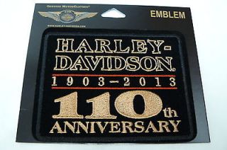 Harley Davidso n 110th Anniversary Emblem Sew On Patch, Rectangular