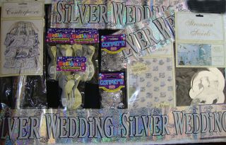 Wedding MEGGA Party Pack Decorations Balloons banners 25th Anniversary