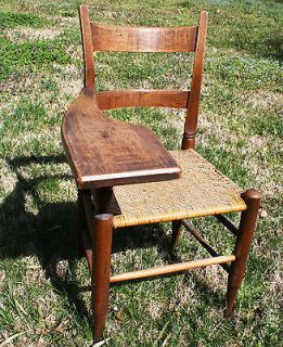 Antique Wooden Cane Seat SCHOOL DESK, woven vintage student chair