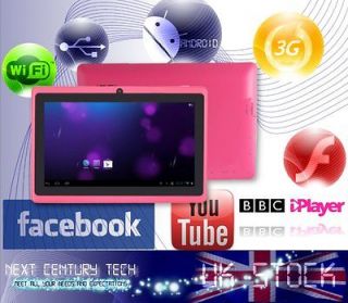 FAST New PINK 7 inch Internet Tablet PC Android 2.3 WiFi 3G laptop