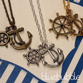 FUNKY ANCHOR WHEEL NECKLACE VINTAGE NAUTICAL SAILOR JERRY PIRATE