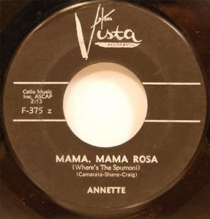 Annette Funicello Indian Giver / Mama Mama Rosa 45 61 Teen Buena