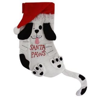 Cute Pet Christmas Stocking Santa Paws for Puppy Dogs Felt Fireplace