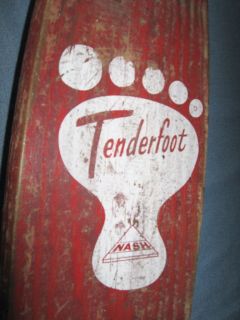 TENDERFOOT SKATEBOARD     1960S VINTAGE WOODEN SKATEBOARD     RARE