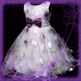 Purples Anniversary Party Prom Girls Dress 3 4 5 6 7 8Y