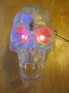 Animated Scary Motorized Skull Moves LED Lights Halloween Prop