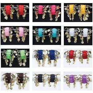 15 BELLY DANCE WRIST CUFF ANKLE ARM BRACELET COINS BAND