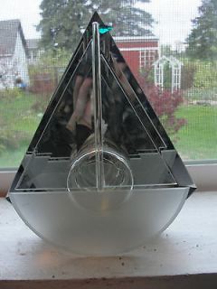 Sailboat mirrored oil lamp, reflective, table top, glass