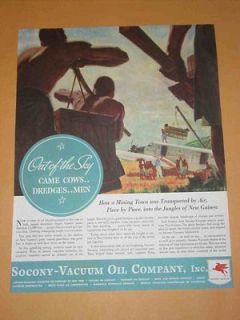 1940s Socony Vacuum Mobil Print Ad Gordon C Ross Guinea Airways
