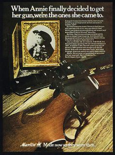 1972 Marlin Model 39 Rifle Annie Oakley Cowgirl Trick Shooter Print Ad