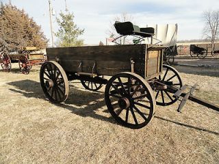 Antique Horse Drawn Wagon Wooden Wheels Ranch Landscape Advertising