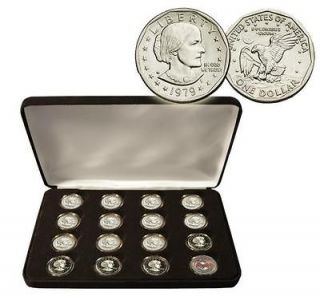 Susan B. Anthony Dollars Collection 16 Piece Complete SBA Set in Box