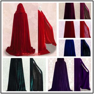 Stock  5 Colour Velvet Hooded Black Cloak Coat Red Cape Shawl