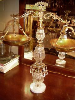 Glass Tall Decorative Law Justice Scale  Marble, Brass Crystal   Libra