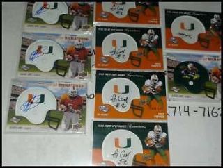 Miami Hurricanes Sweet Spot Auto Lot Mini Helmet Autograph 9 CARDS #d