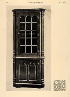 1930 Print Walnut Cupboard 1745 Furniture China Cabinet ORIGINAL