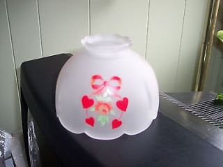 Vintage Hurricane Lamp Shade Globe Small Frosted Hand Painted