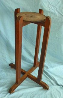 Antique Mission Oak Plant Stand Table Pedestal Old Dark Surface Arts