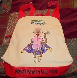 Spunky Sock Monkey Backpack Royal Pain in the Ape NWOT