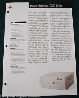 Vintage Apple Computer Power Macintosh 7200 Series Brochure 1996 Mac