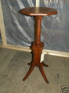 Antique Eastlake Style Chestnut or Oak Pedestal Plant Stand Table