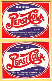 Vintage 1940s Pepsi Cola Double Dot Bottle Labels NOS
