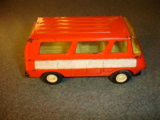 Old Vtg Antique Collectible Orange Pressed Steel TONKA Toy Van