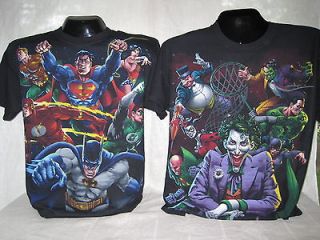 Heroes Villains Superman Joker T Shirt Tee Comic Apparel XL New 756