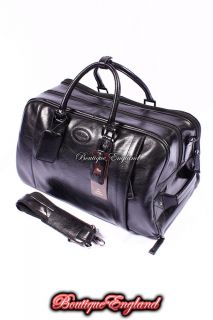 Ashwood WHEELED HOLDALL Black Real Hide Leather Weekend Travel Bag