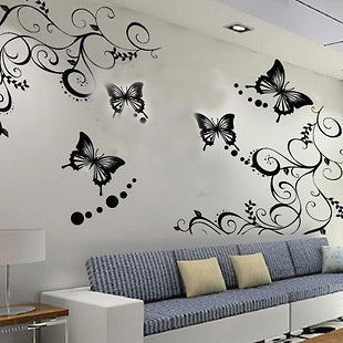 Vine Flower Butterfly Removable Wall Sticker Home Decor Art Decal