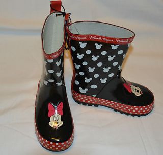 BNWT Disney Minnie Mouse Girls Wet Weather Boots Red/Black   Size 6