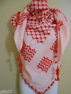 Red Arab Shemagh Head Scarf Neck Wrap Authentic 100% Cottton Minor
