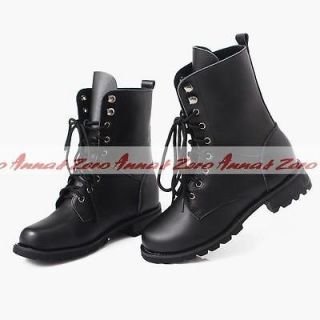 Women Military Army Lace UP Martin Knight Boots Black Boyfriend Shoes